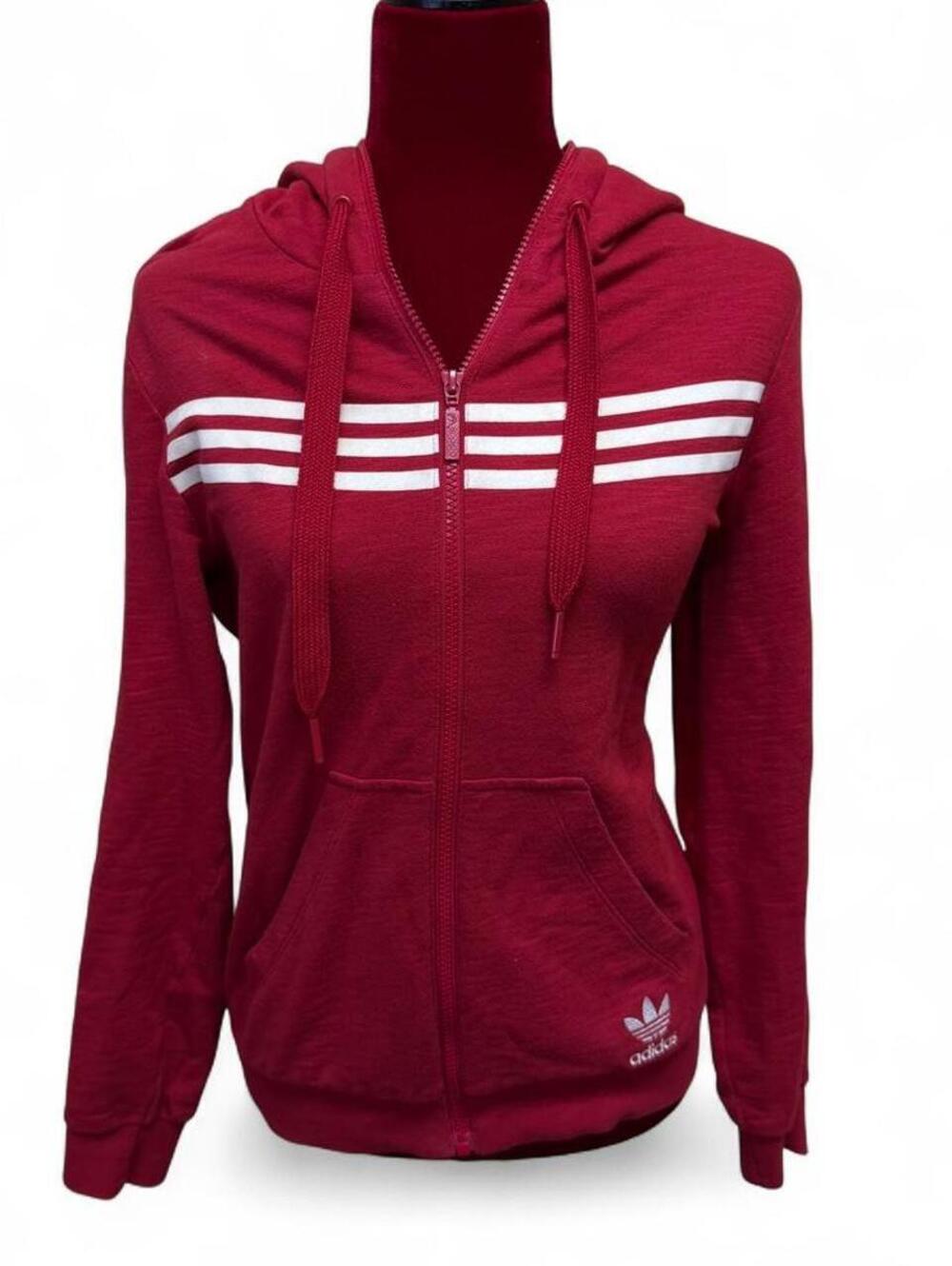 authentic vintage adidas Originals red full-zip hoodie